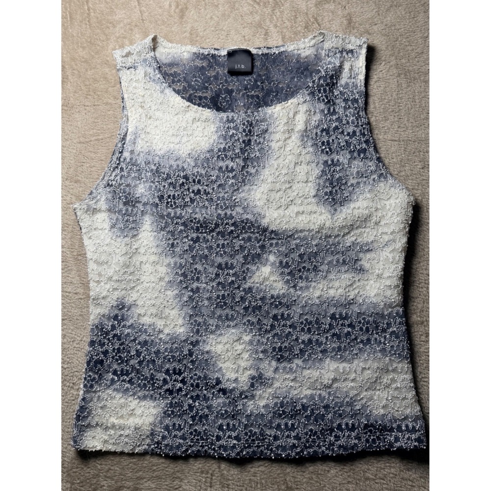 j.t.b. Womens y2K‎ Abstract Lace Top Sleeveless Large Indie Sleeze Mobwife 90s